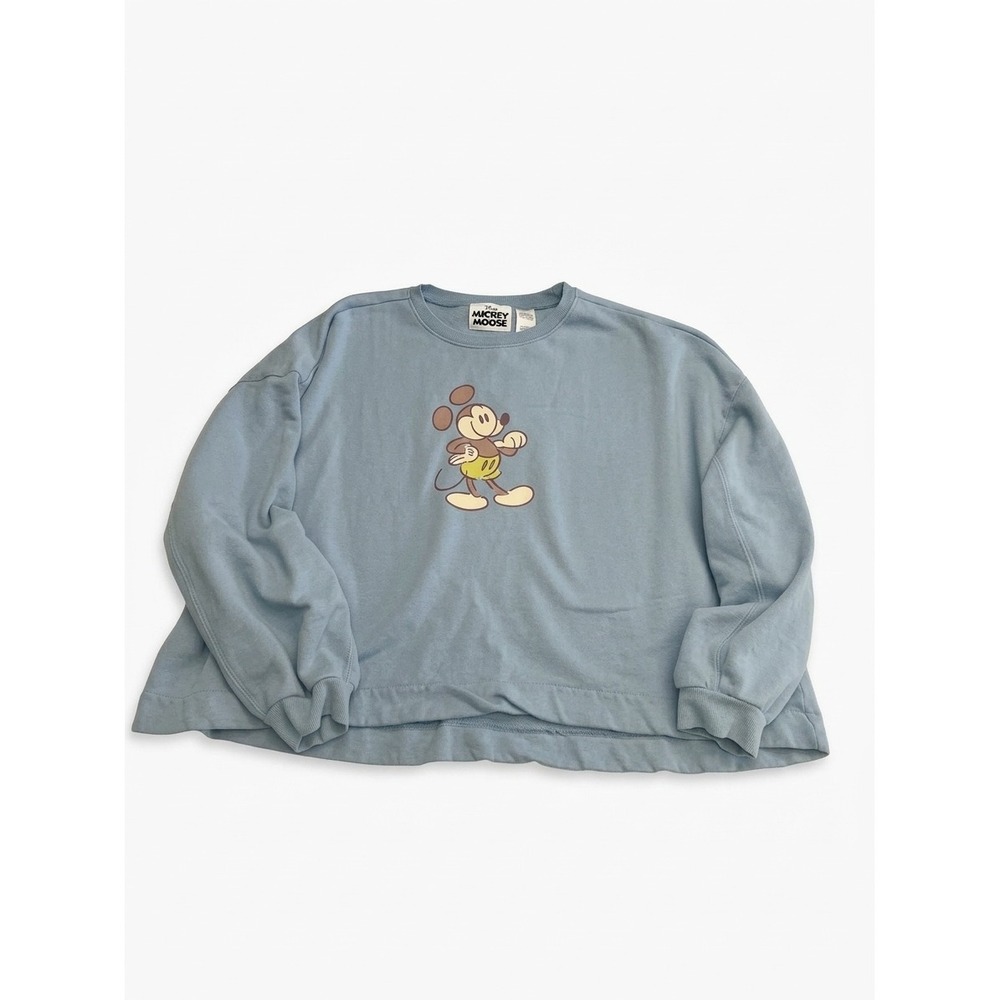 Disney Mickey Mouse Sweatshirt Unisex 1X Light Blue  Relaxed Cropped Graphic